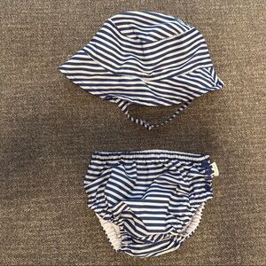 Tahari Blue and White Striped Hat